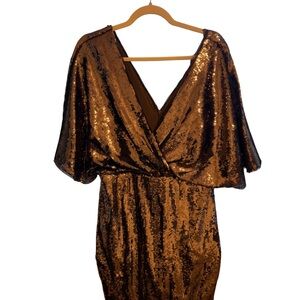 Aidan Mattox NWT Elegant Sequin Dress in Bronze Size 10